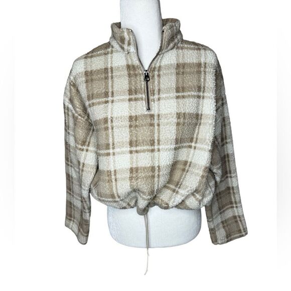 Love Tree plaid Sherpa pull over size Small - Picture 1 of 7